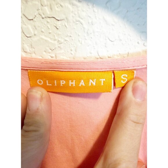 Oliphant Womens Ombre Tiered Maxi Dress Puff Sleeve Split Neck Pink Coral Small - Picture 5 of 6